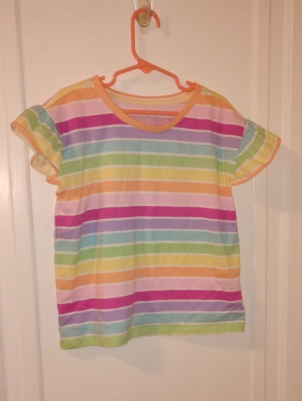 Girls Rainbow Striped Short-Sleeve Tee - Multicolor - M (7/8)